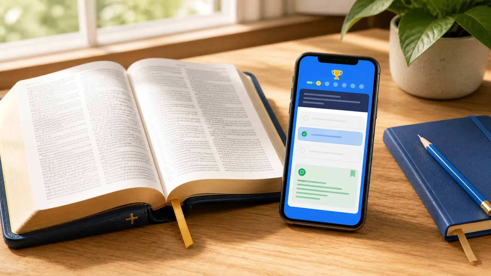 Using Bible Quiz ChakChak for a short Bible study session at a cafe
