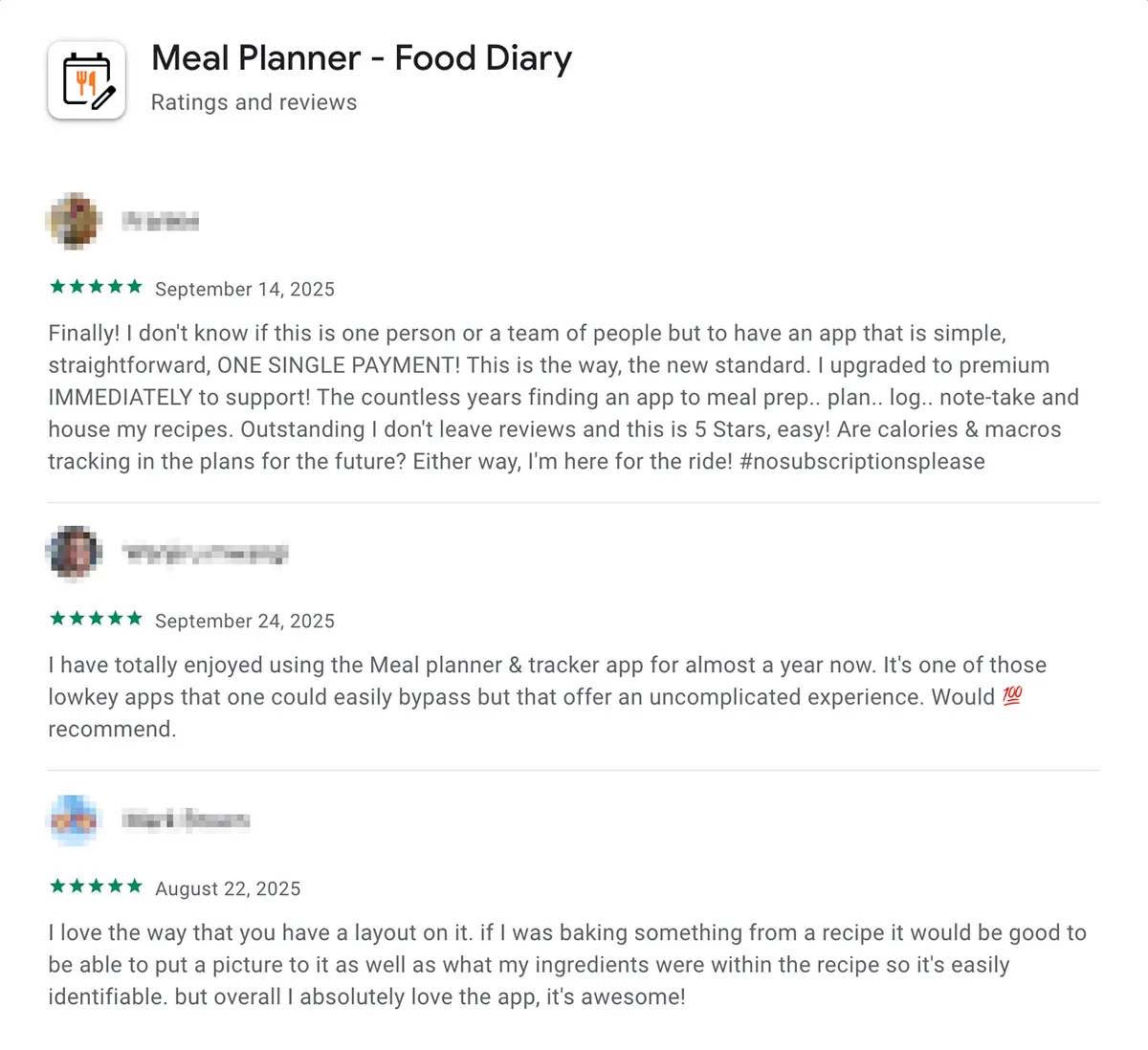 Finally! I don't know if this is one person or a team of people but to have an app that is simple, straightforward, ONE SINGLE PAYMENT! This is the way, the new standard. I upgraded to premium IMMEDIATELY to support! The countless years finding an app to meal prep.. plan.. log.. note-take and house my recipes. Outstanding I don't leave reviews and this is 5 Stars, easy! Are calories & macros tracking in the plans for the future? Either way, I'm here for the ride! #nosubscriptionsplease